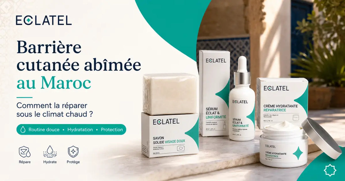 Produits ECLATEL pour réparer une barrière cutanée abîmée sous le climat chaud au Maroc