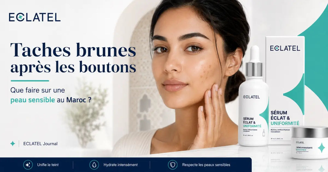 Taches brunes après les boutons sur une peau sensible au Maroc avec le sérum ECLATEL
