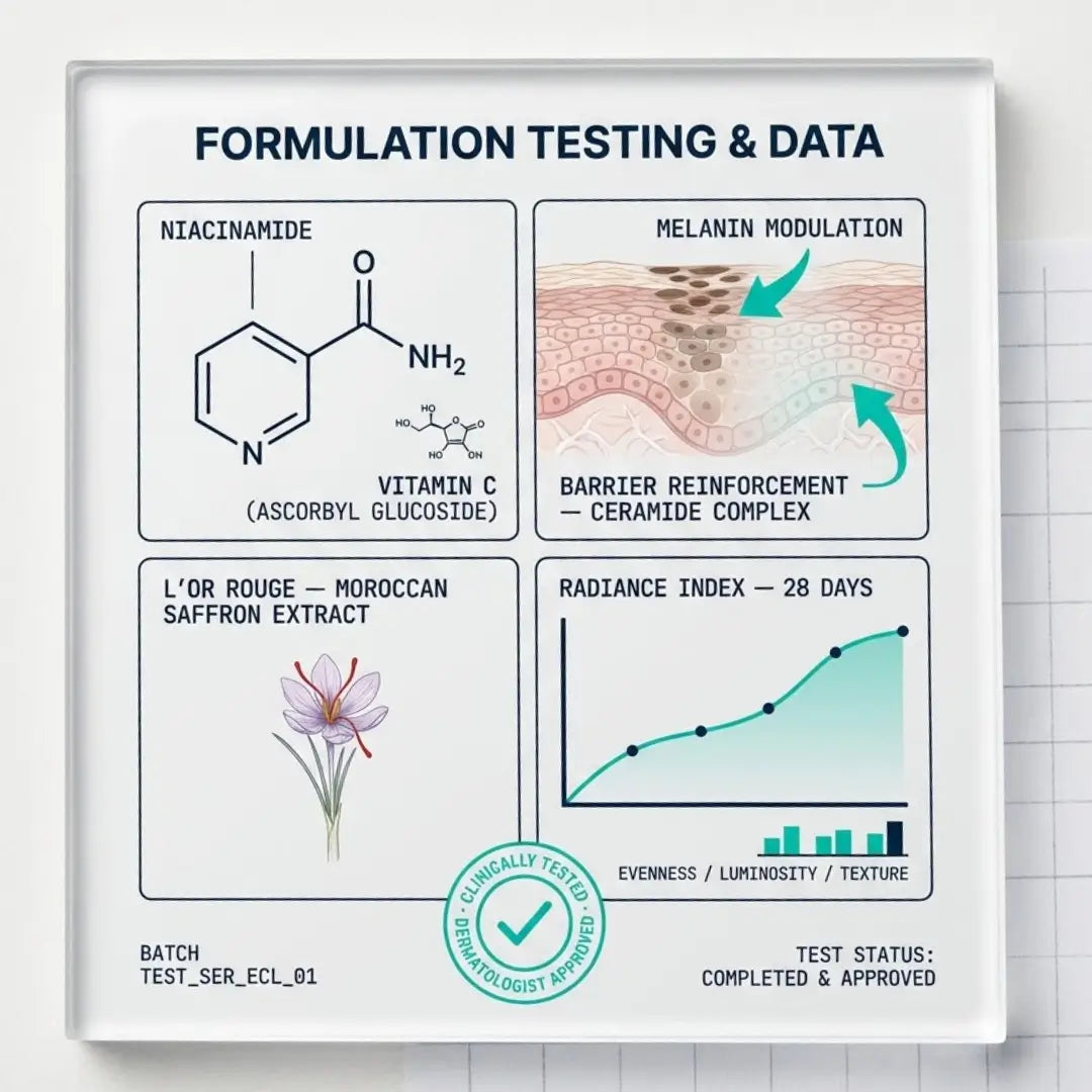 ECLATEL Brightening Face Serum formulation and clinical ingredient visual