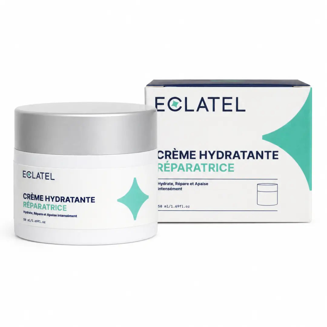 ECLATEL Hydrating Face Cream 50ml with its packaging, designed to provide daily comfort, support hydration, and help reinforce the skin barrier.