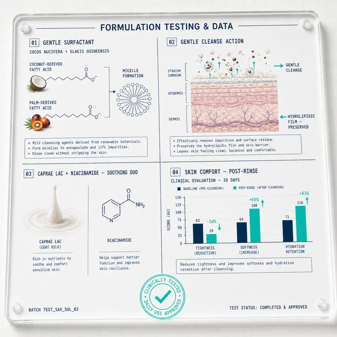 ECLATEL Solid Face Soap formulation and clinical data visual